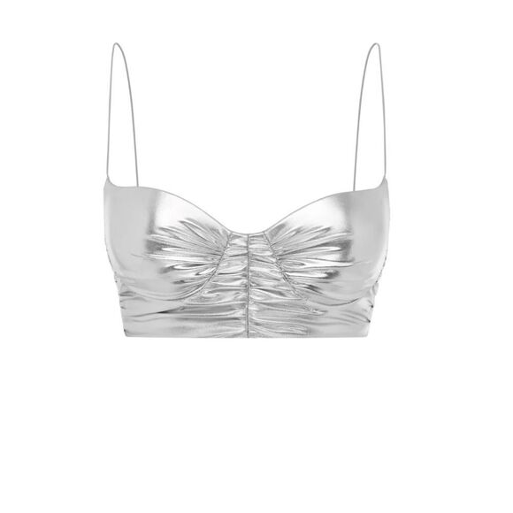 Alex Perry Bauer Ruched Bralette Silver - Picture 1 of 6